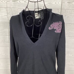 Harley-Davidson Black Sweater with Pink Embellishment